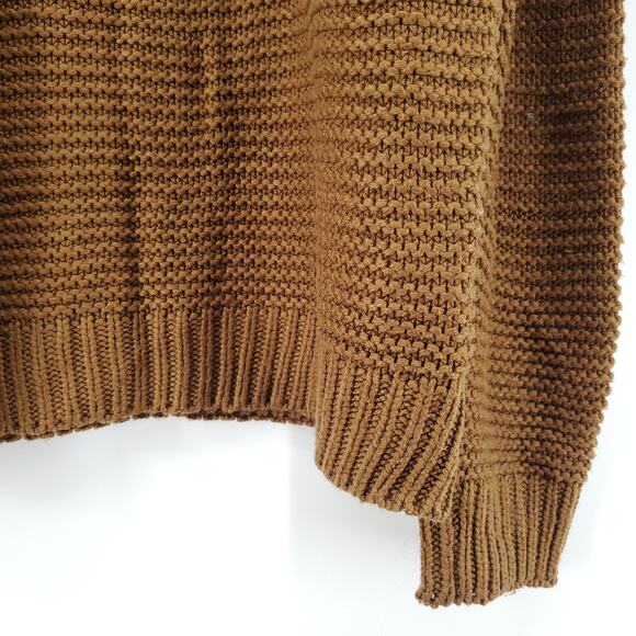 Hayden LA Oversized Boho Mustard Crew Neck Sweater Tunic Shoulder Cut Out  M/L - Picture 9 of 10